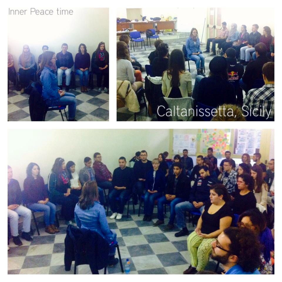 Meditation session during Lets ACT training in Sicily