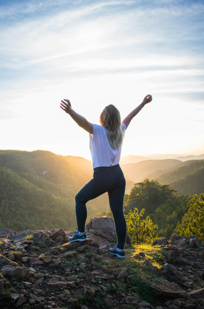 A woman hiking